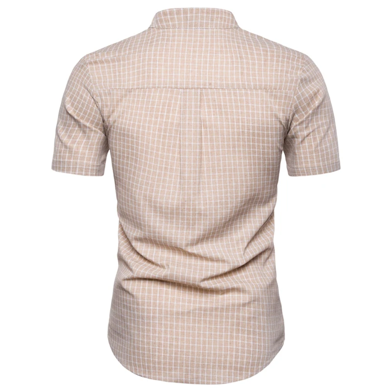 Мужская Повседневная рубашка в мелкую клетку с коротким рукавом мужская