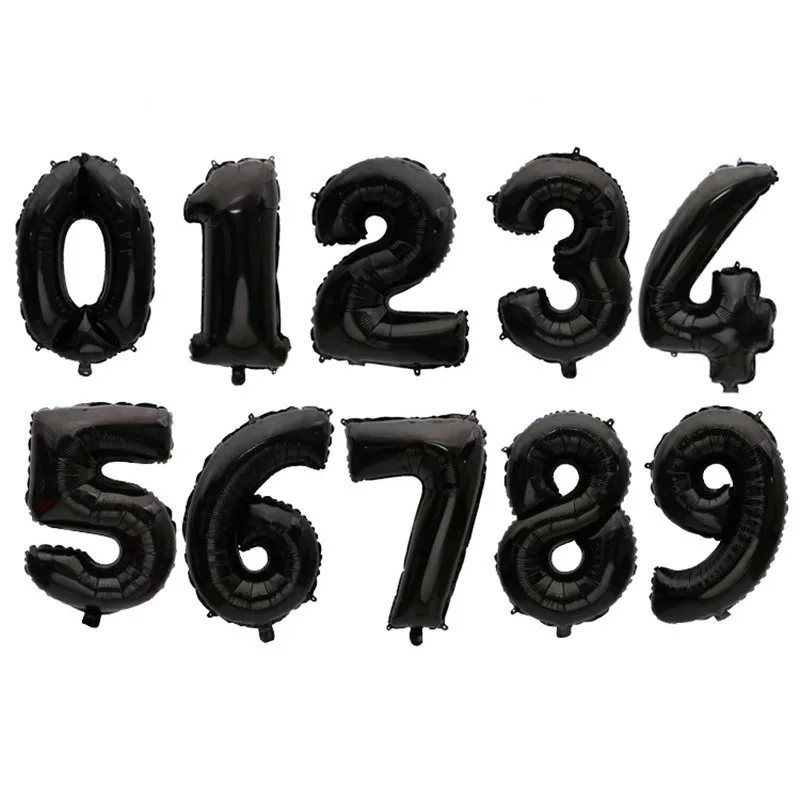 Black 16 32 дюймов номер воздушный шар из фольги баллон розовое золото серебро синий цифра Globos Свадьба День Рождения украшения для детского душа - Цвет: Black