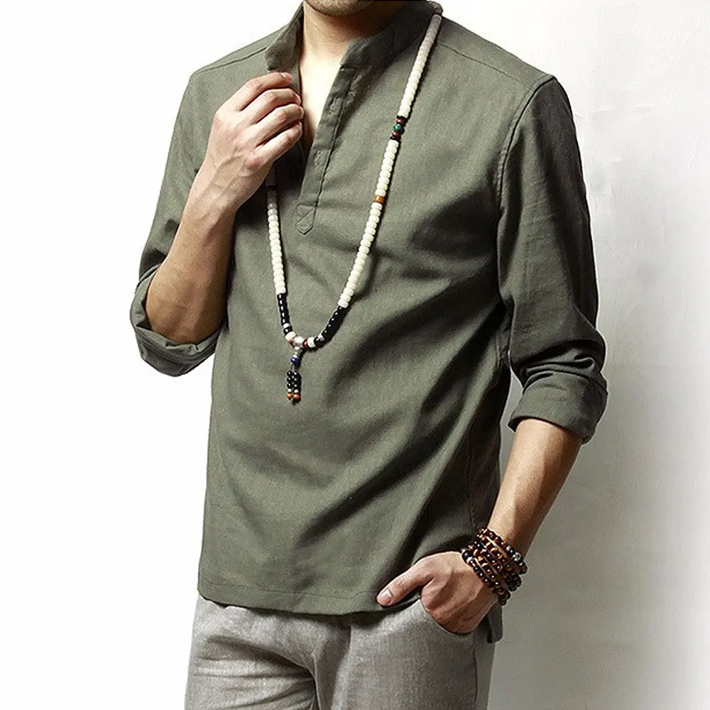 Стиль льняная рубашка Мужская винтажная мужская одежда размера плюс жидкости с