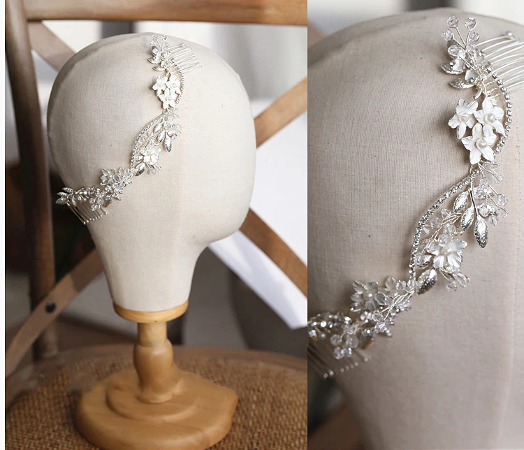 Великолепный ручной свадебные сусальное золото расческа для длинных волос