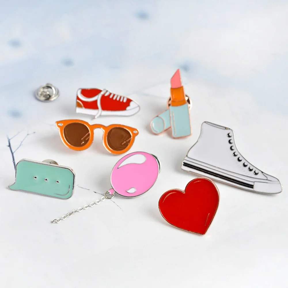 Balloon Canvas Shoes Love Heart Sun Glasses Lipstick Brooch Stick Pins Hat Jeans Brooches Accessory Cool Jewelry #277058 | Украшения и