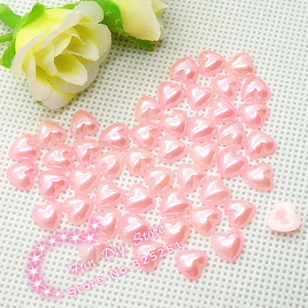 100pcs/lot 4 6 8 10mm pink resin flat back heart pearl for decoration jewelry beads | Дом и сад