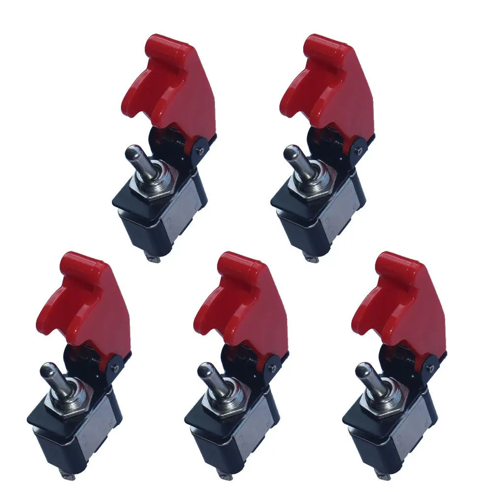 

EE support 5 X 12V 20A Red Cover SPST ON/OFF Auto Car Truck Boat 2Pin Rocker Toggle Switch