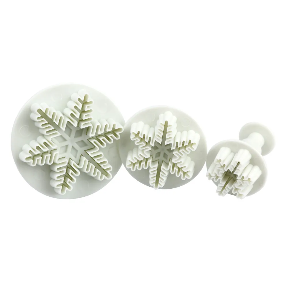 

2021top home decor 3Pcs Snowflake Cake Decorating Fondant Plunger Cutters Mold Mould Cookies Tools