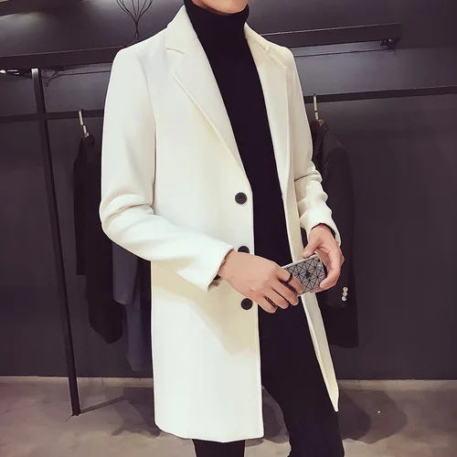 

2020 Autumn Winter Men Warm Wool & Blends Mens Casual Business Trench Overwear Male Punk Style Blends Dust Coats Jackets M-5XL