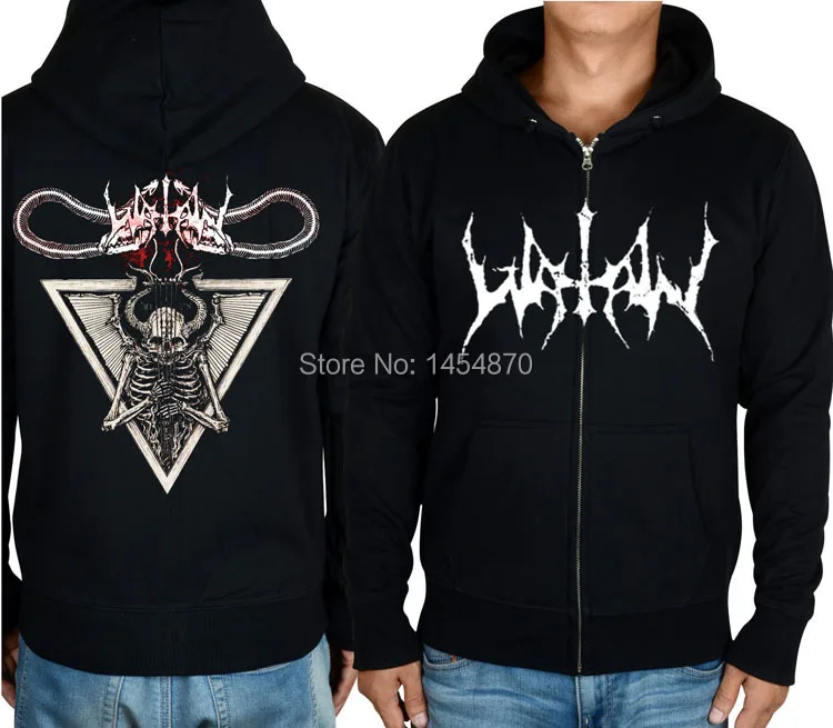 Черные толстовки на молнии с изображением сглаза демона черепа марки Watain рок
