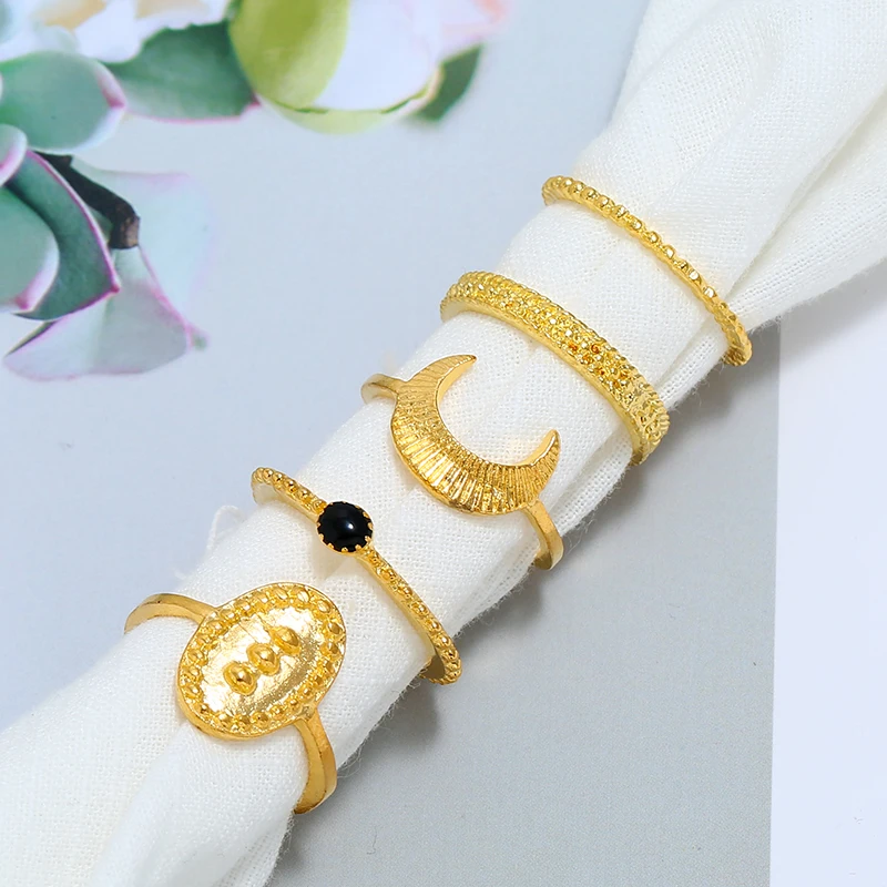 Женский винтажный набор колец MESTILO золотого цвета с овальным полумесяцем 5