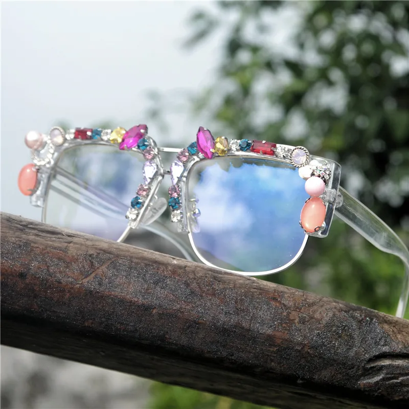 Квадратные Солнцезащитные очки со стразами для мужчин 2019 дизайнерские