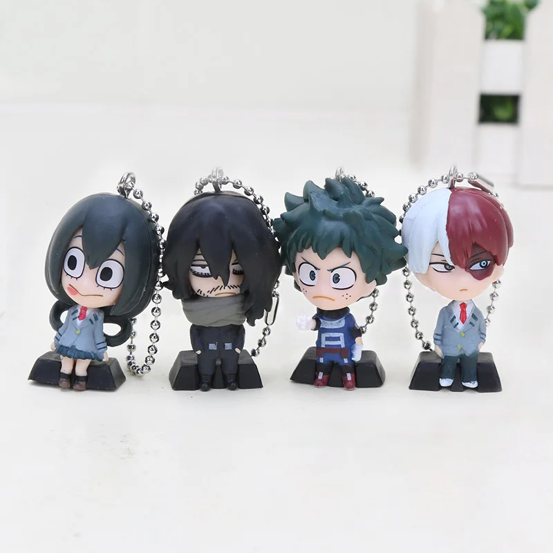3 см мультфильм мой герой Boku No Hero Academy брелки Izuku Midoriya Bakugou кацуки Ochaco Uraraka фигурка подвеска игрушка подарок - Цвет: B 4pcs bag