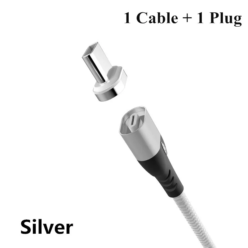 1 Cable 1 Plug Silve Магнитный светодиодный светильник для Android Galaxy S8 S9 Plus S7 зарядное устройство для iPhone 6 s 6S 7 8 Plus XS MAX XR 5 Micro usb type C зарядка - Тип штекера: 1 Cable 1 Plug Silve