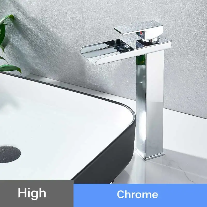 Chrome Хромированное крепление на бортике Водопад Ванная раковина кран Смеситель кран Однорычажный латунь холодная горячая вода смесительный кран краны для мойки - Цвет: Chrome