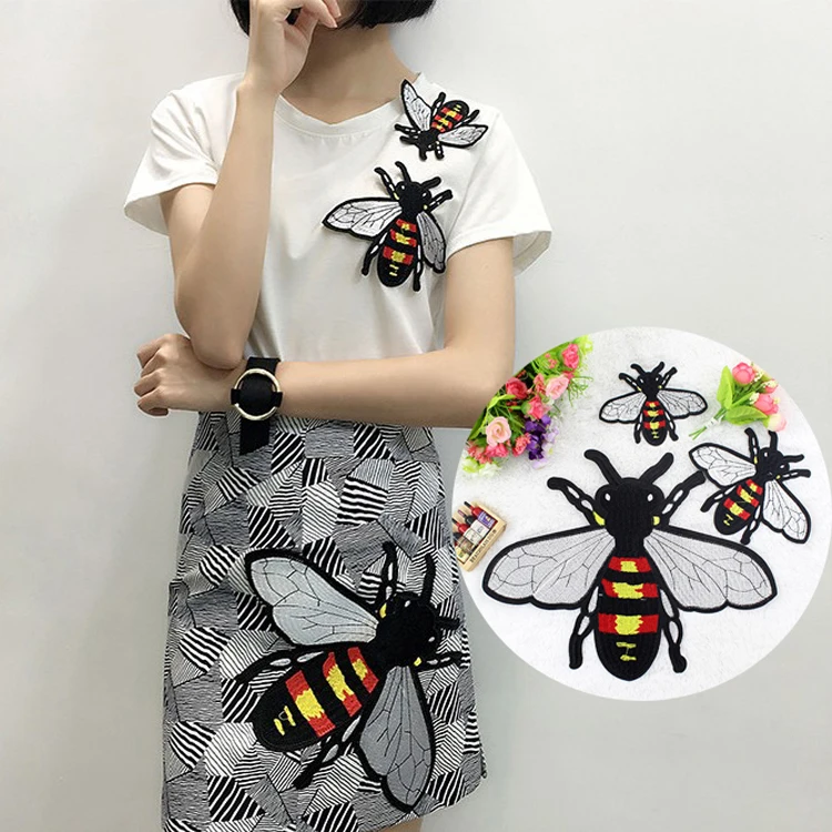 3 шт./лот Высококачественная вышитая кружевная ткань маленькая пчела Ткань Патч