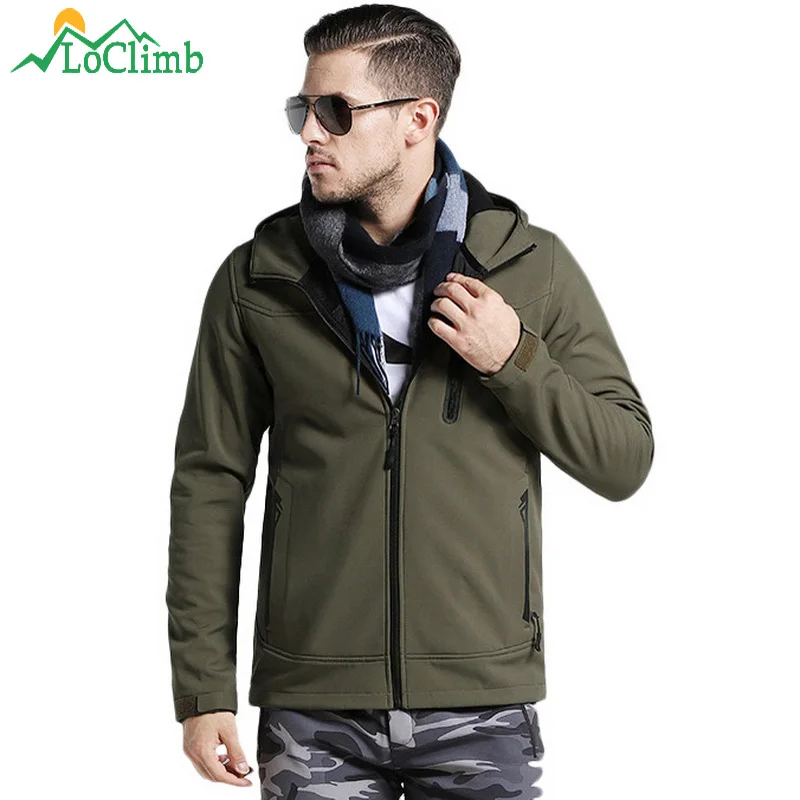 LoClimb Мужская походная куртка для активного отдыха мужская Осенняя камуфляжная флисовая куртка пальто горный туризм Охота ветровка водонепроницаемые куртки AM351