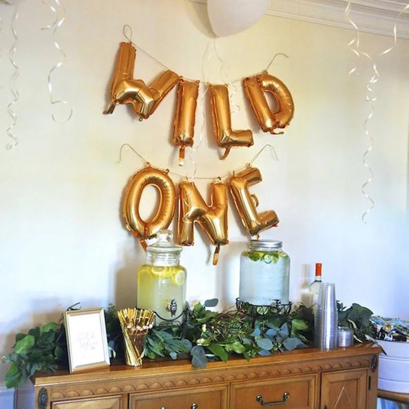 Детские 1st украшения ко дню рождения и надписью Wild One шары из фольги в виде букв Baby