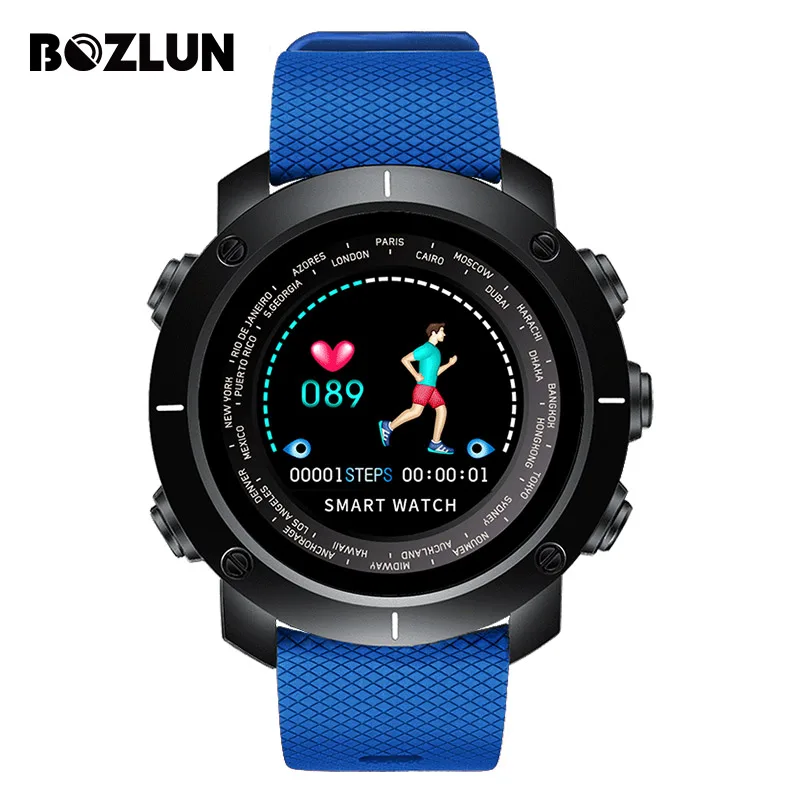 Blue Bozlun Новые смарт цифровые часы мужские HeartRate калории Удаленная камера Водонепроницаемые наручные часы модные часы Relogio Masculino W30 - Цвет: Blue