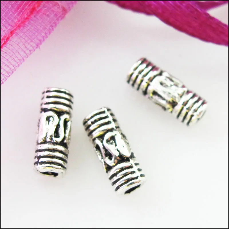 100 шт Тибетский серебристый цвет трубки бусины Подвески 3x8mm | Украшения и