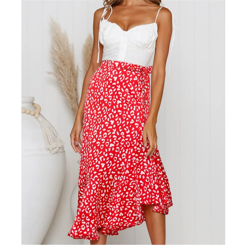 Женские шифоновые юбки кружевные с высокой талией и принтом летняя мода 2019|Женские юбки| |