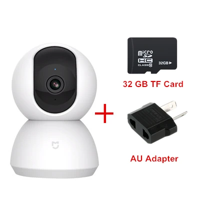 AU Adapter And 32GB Новая Xiaomi mi jia камера s 1080P умная камера IP Cam Веб-камера видеокамера 360 Угол Wi-Fi беспроводная камера ночного видения для mi home APP - Цвет: AU Adapter And 32GB
