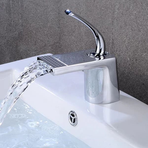Azeta Modern Basin Faucet Brass Chrome Bathroom Waterfall Tap Deck Mounted Washbasin Mixer Single Handle AT8889 | Обустройство дома