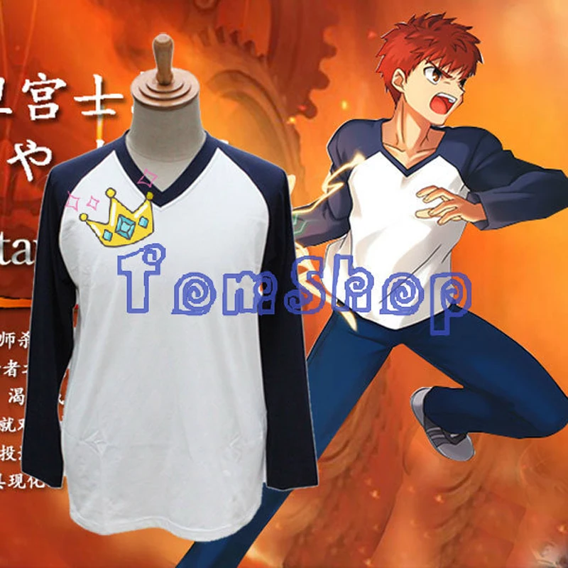Костюм для косплея аниме Fate/Stay Night Shirou Emiya футболка с длинным рукавом и V образным