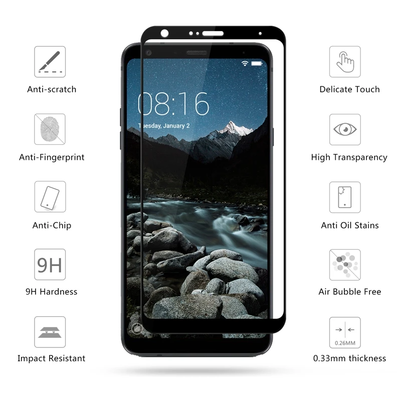 Закаленное стекло с полным покрытием для LG Q Stylus 6 2 дюйма Защита экрана Plus +