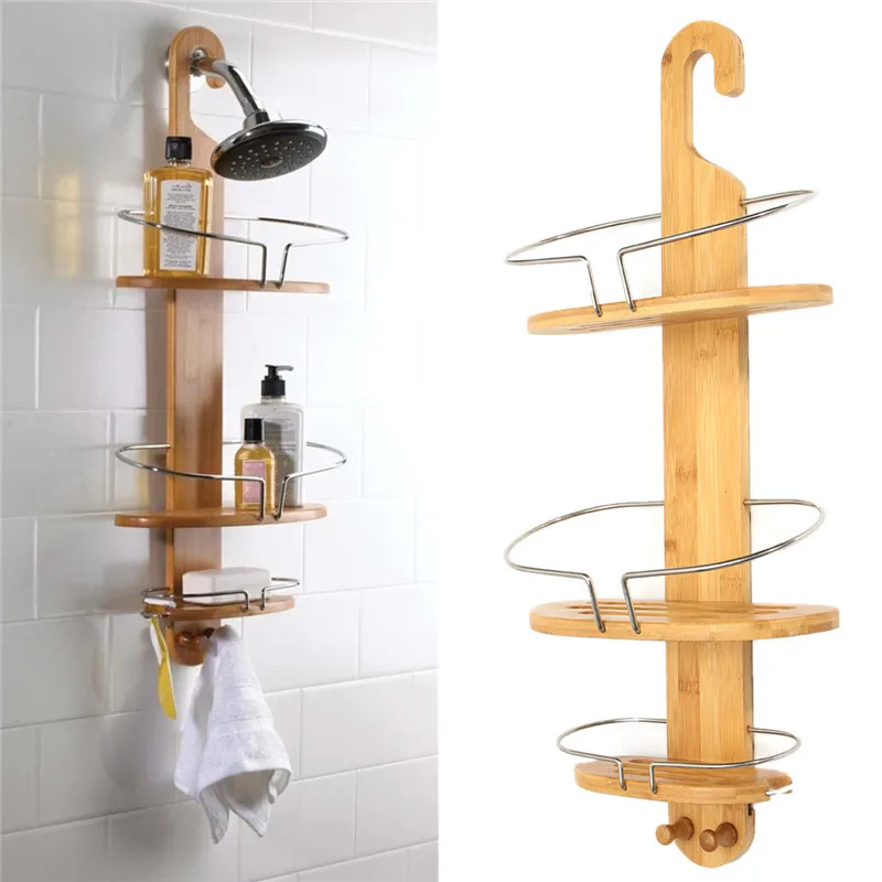 Новинка 3 слоя многофункциональный бамбуковый прочный уголок Ванная комната полки винтажный настенный постер полка гель для душа шампунь Ванная комната стеллаж для выставки товаров