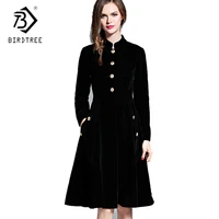 elegant black velvet winter dresses retro women 2018 audrey hepburn long sleeve ladies office dress vestidos robe d7d221c