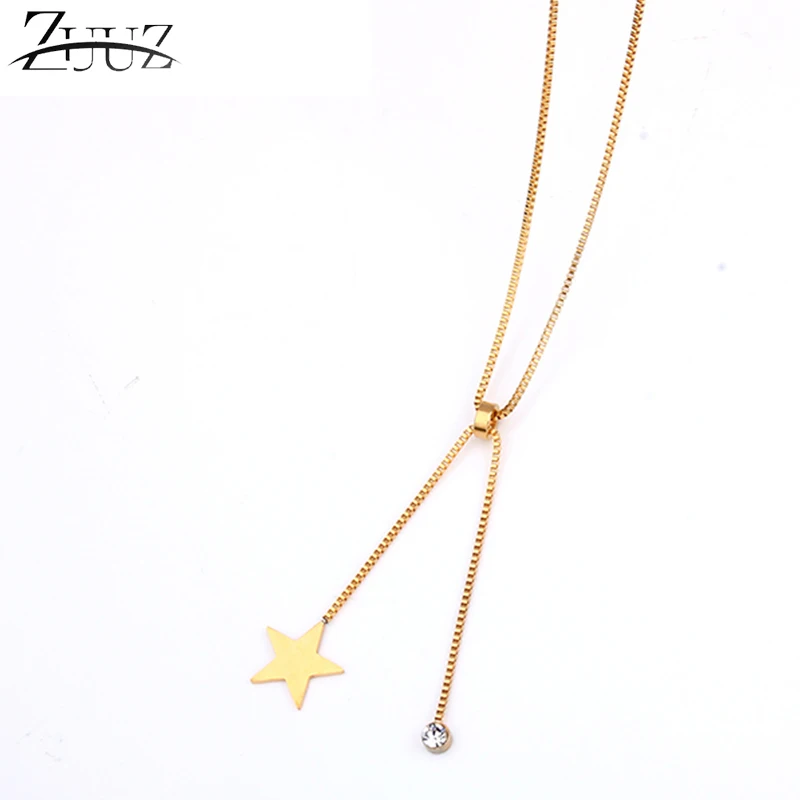 ZUUZ chocker ожерелье без воротника из нержавеющей стали колье Золотое длинное