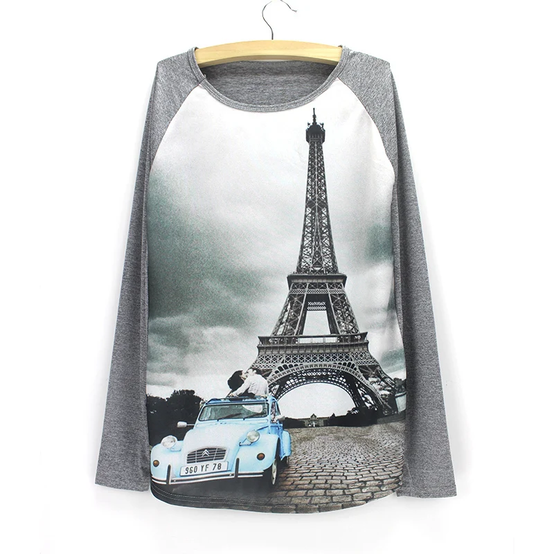Пуловер с длинным рукавом и круглым вырезом 825|women sweatershirt|print pulloverpullover long |