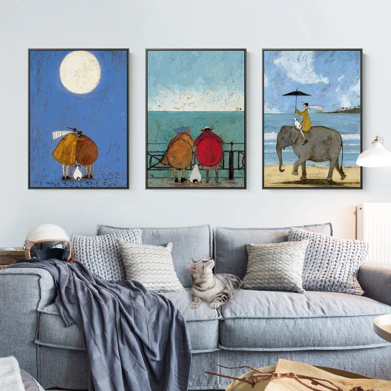 Maeham Nordic Happy family Canvas Painting figure Prints Posters Wall art reminiscence poster for Living Room Morden Home Decor | Дом и сад