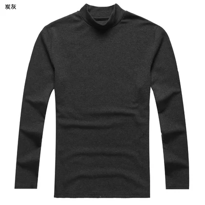 charcoal grey Мужская новая зимняя хлопковая мерсеризованная хлопковая эластичная Водолазка с длинным рукавом, Мужская однотонная Повседневная футболка в европейском стиле T915 - Цвет: charcoal grey