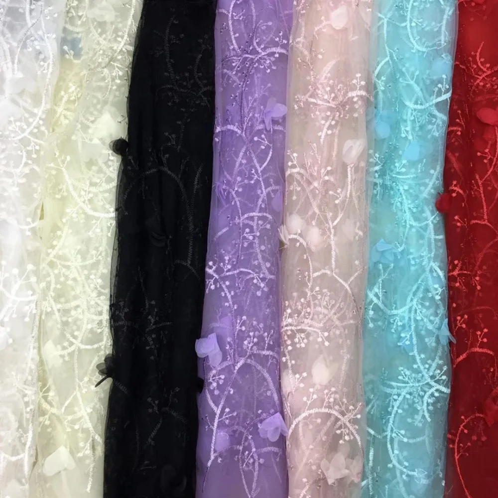 Модная Цветочная вышитая чистая пряжа африканская Свадебная тюль кружевная