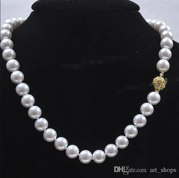 FFREE SHIPPING** 10mm White Akoya Shell Pearl Hand Knotted Round Beads Necklace 18&quot AAA+ | Украшения и аксессуары
