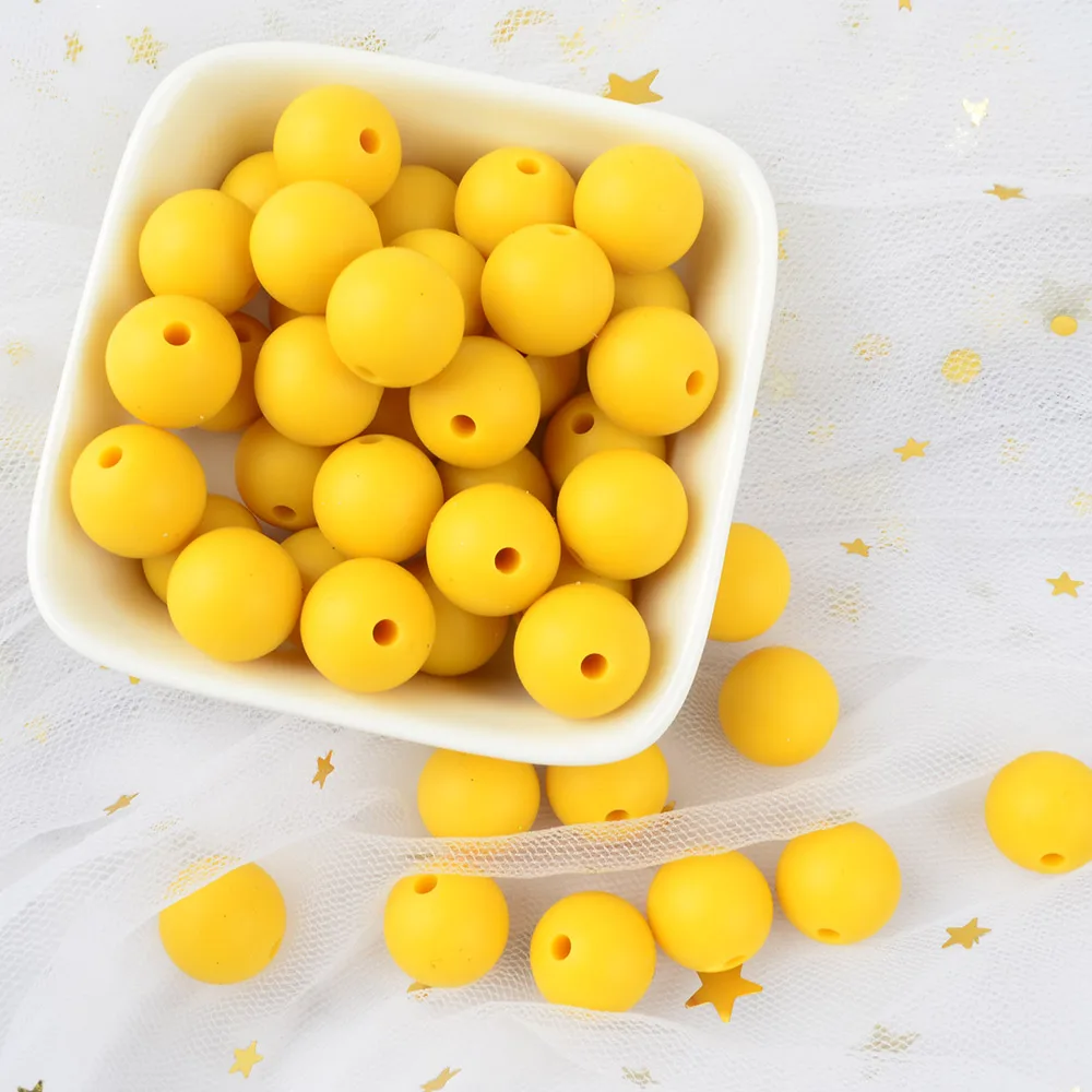mustard LOFCA 30 шт. Силиконовые 12 мм бисер ребенок прорезывание зубов игрушка BPA бесплатно пищевого качества Детские Прорезыватели круглые свободные бусины DIY Уход ювелирные изделия ожерелье - Цвет: mustard