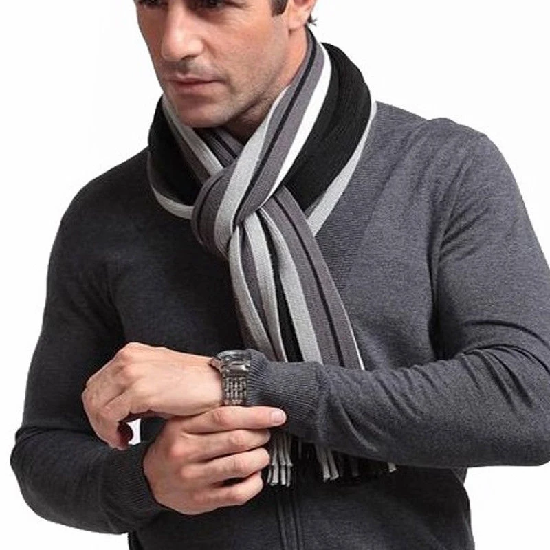 Модный вязаный шарф зимний мужской носовой платок мужские шарфы аксессуары