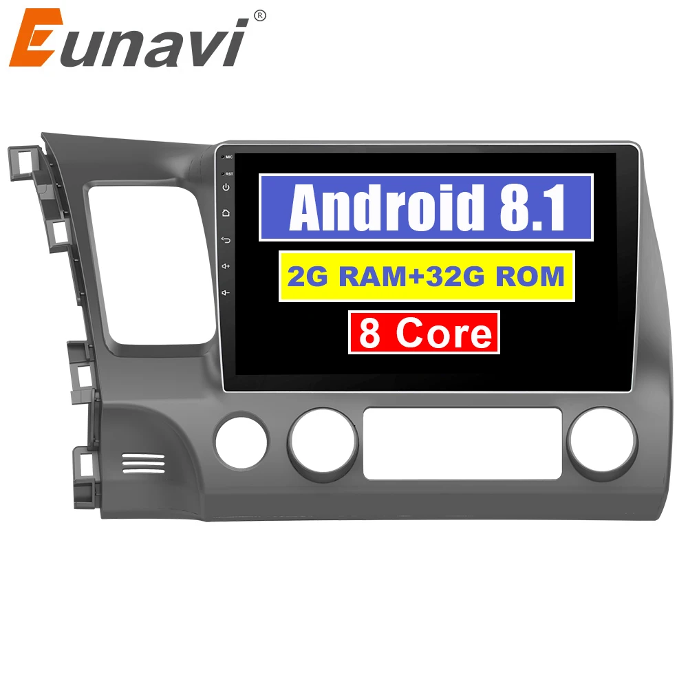 Eunavi android 8 1 автомобильный dvd gps плеер для honda civic 2006 2011 Автомобильный Радио Видео