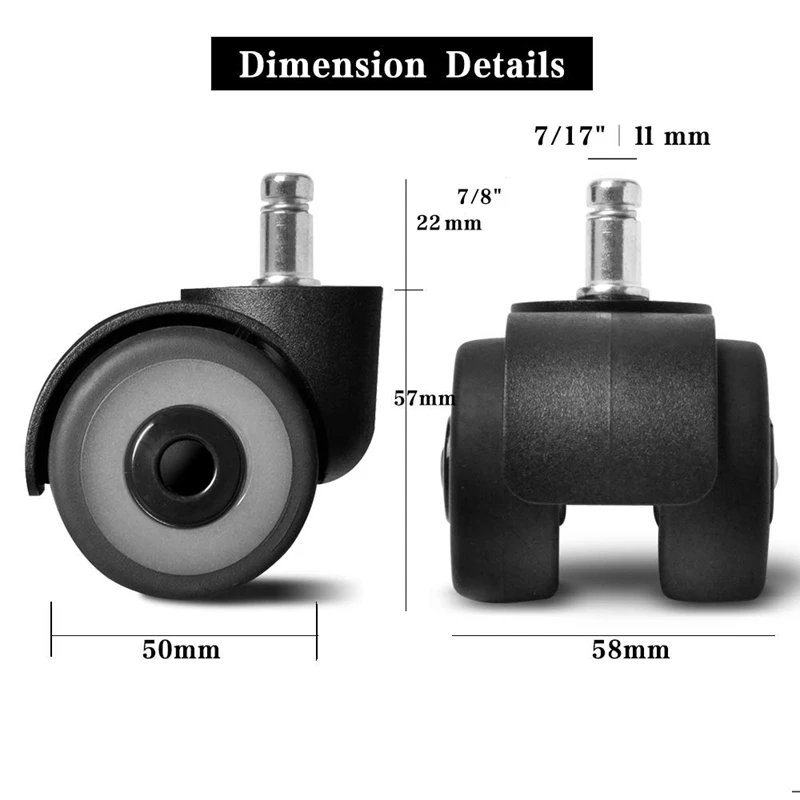5 шт. Универсальный бесшумный ролик 2 дюймов сменный офисный стул