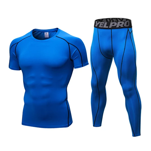 Style 17 2 шт мужской компрессионный спортивный костюм для бега плотный Мужской Быстросохнущий Спортзал Фитнес Бег комплекты колготок мужские тренировочные спортивные костюмы - Цвет: Style 17