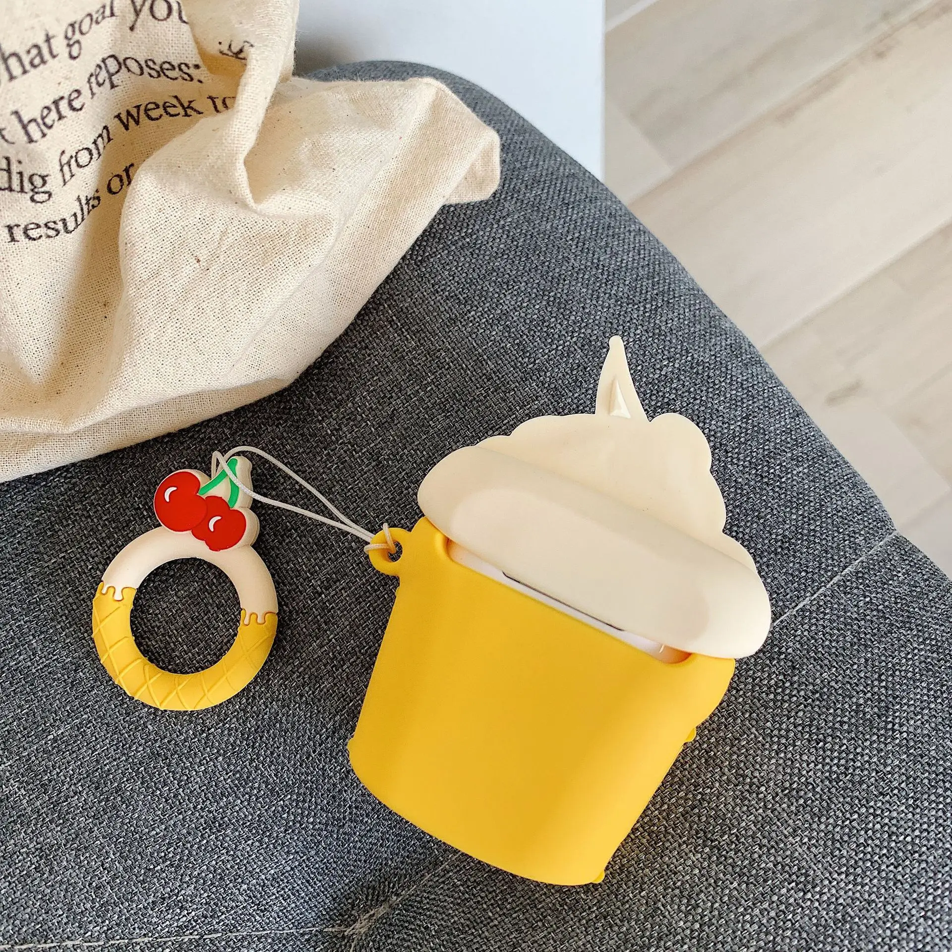 Чехол для AirPods чехол 3D наушников с изображением вишни клубники мороженого кольцо
