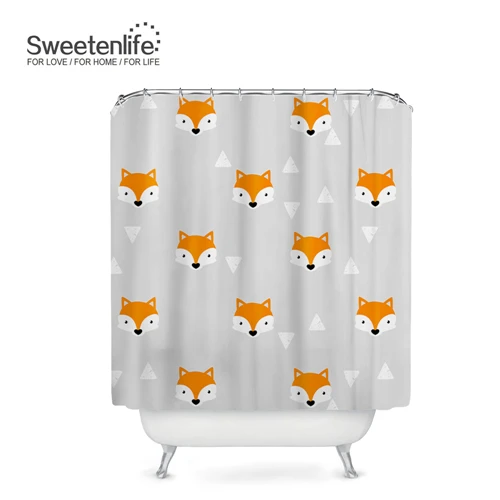 SL0201 Sweetenlife 150x180 см Милая Лисичка занавеска для душа для ванной комнаты Полиэфирная Ткань Водонепроницаемая занавеска Европейский стиль занавеска для ванной - Цвет: SL0201