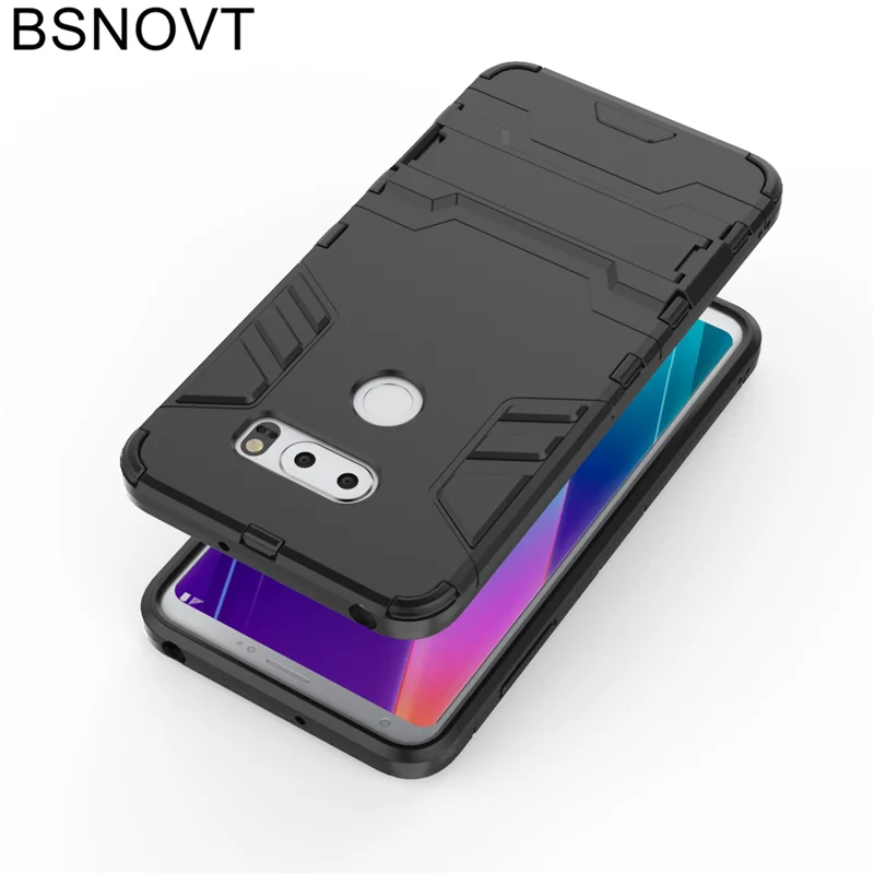 BSNOVT sFor LG V30S Cover Soft Silicone + Plastic Kickstand Case For ThinQ Plus Fundas |
