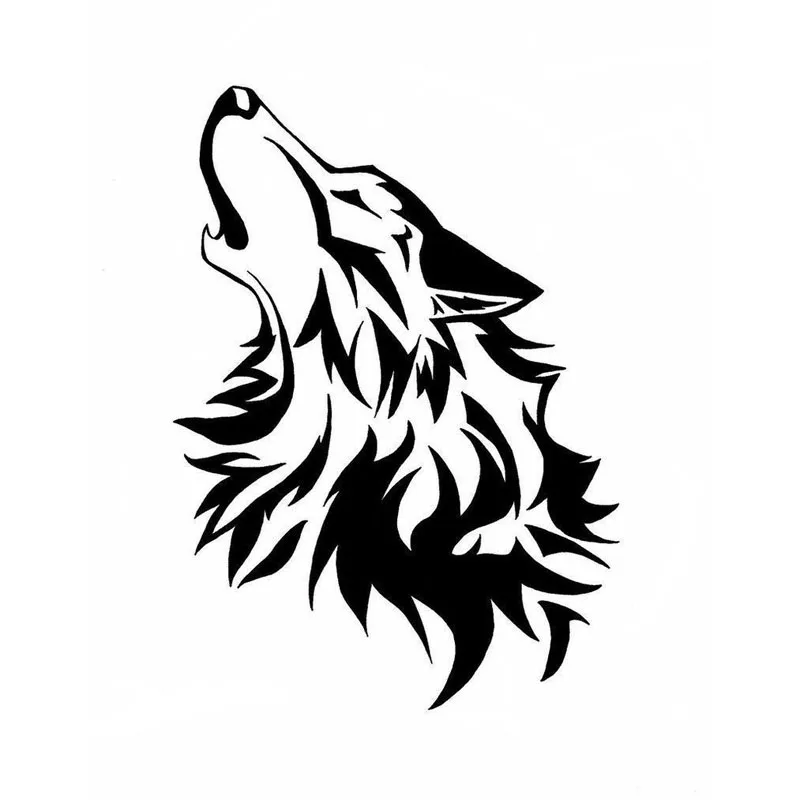 

12.8*17.8CM Cute Intoxicated Howling Wolf Reflective Car Sticker Vinyl Car Bumper Decal Black/Silver S1-2317