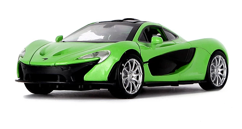 Сплав P1 модель спортивного автомобиля 1:32 литья под давлением Вытяните назад игрушечный автомобиль со звуком светильник металлические транспортные средства игрушки для детей - Цвет: Зеленый