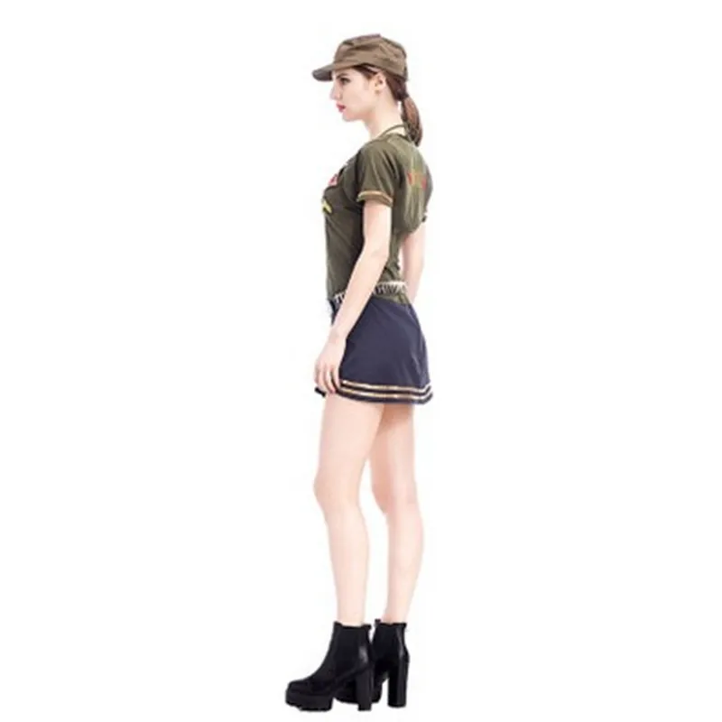 

New Sexy Charming Female soldier uniform Women Halloween Pilot Costume Officer Cosplay Carnival Stage play Nightclub party dress