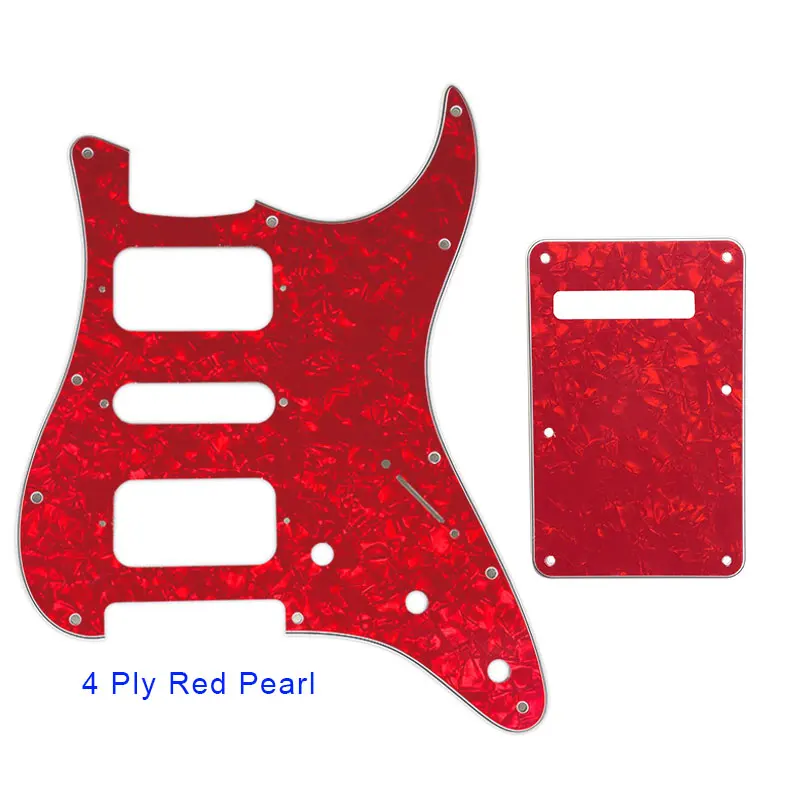 4 ply red pearl Pleroo гитарные аксессуары 11 винтовое отверстие накладка с задней пластиной для Fender Stratocaster standard ST HSH гитарная пластина для царапин - Цвет: 4 ply red pearl