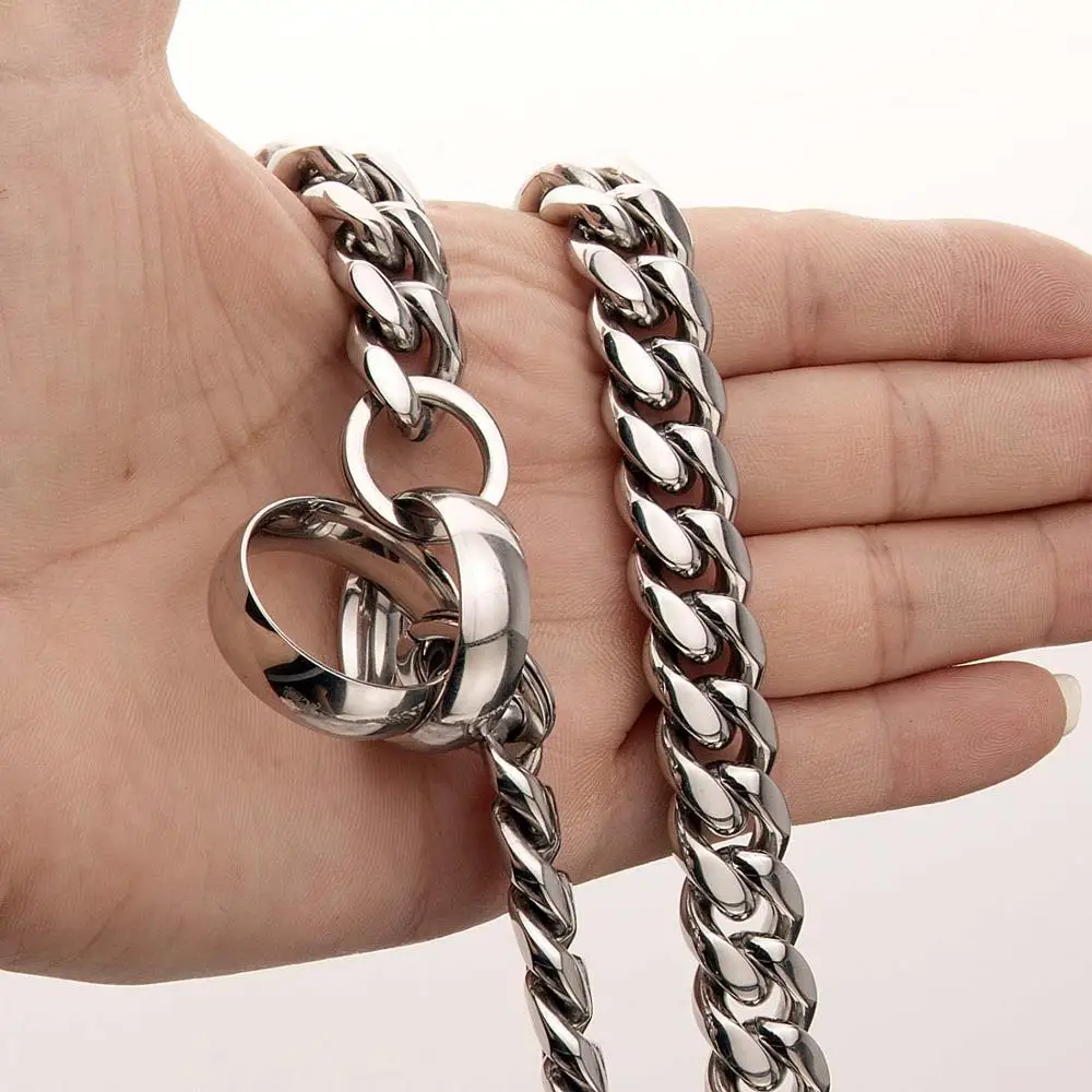 Top quality 14mm 12~30 inch Miami Curb Cuban Pet Link Stainless Steel Large Dog Chain Collar Necklaces | Украшения и аксессуары