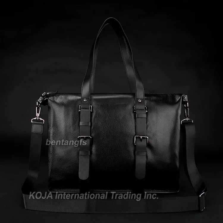 Высокий Класс Натуральная Кожа Мужчин Портфель Черный мужчины сумка из