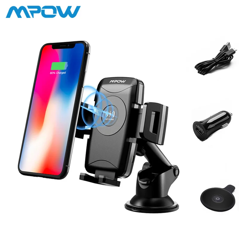 Qi Charger Holder Mpow CA096 Универсальный Автомобильный держатель для телефона Qi Беспроводное быстрое зарядное устройство для iPhone X 8/Plus samsung S9 S8 Note 8 телефоны с поддержкой Qi - Цвет: Qi Charger Holder
