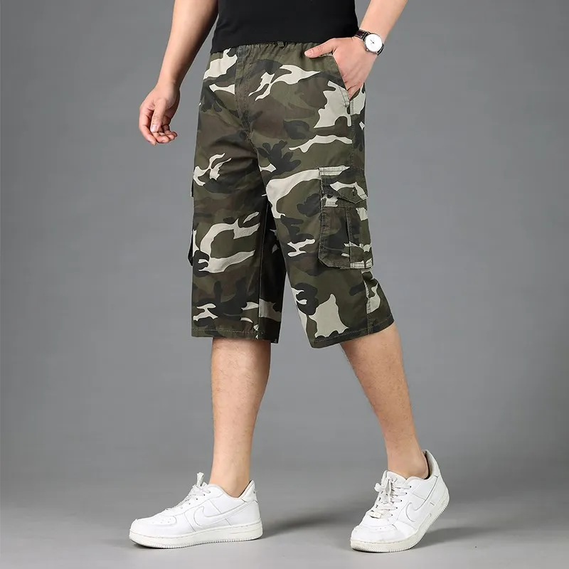 

Free shipping mens cargo shorts male loose camouflage hiphop plus size men short trousers M 3xl 6xl 7x l 8xl shorts men pockets