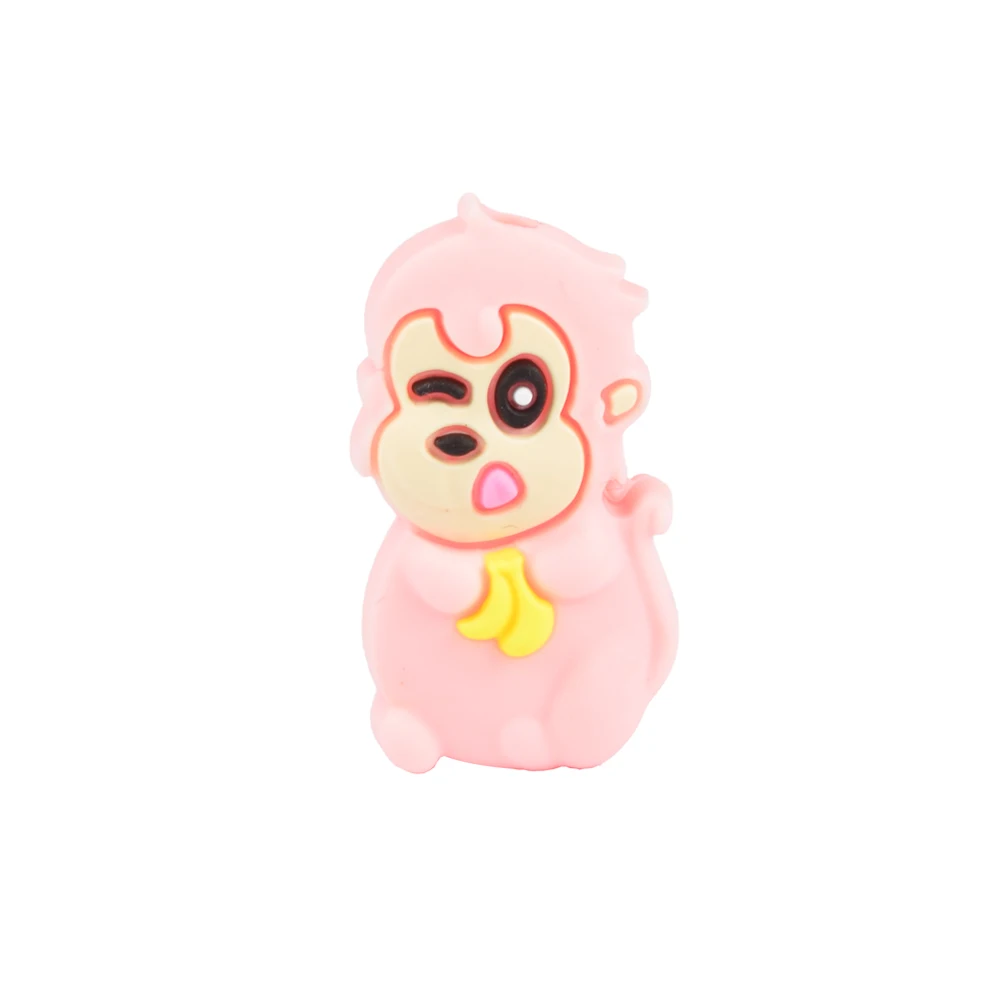 rose quartz monkey Детские Прорезыватели для зубов в виде животных, силиконовые бусины, без бисфенола, свободные бусины для зубов, ожерелье, бисквит, держатель для соски, аксессуары, сделай сам - Цвет: rose quartz monkey